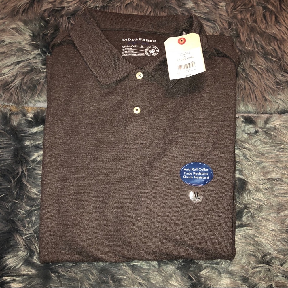 NWT brown saddlebred short sleeve collar shirts